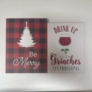 Festive Plaid and Glitter Christmas Wall Decor Set